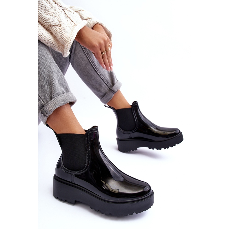 Lacquered Wellington boots on the Big Star Platform MM274395 Black 1