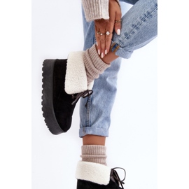 Platform snow boots with sheepskin coat, Black Olimuka 2