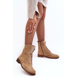 Suede women's lace-up ankle boots Nicole 2848 Beige 2 Suede women's lace-up ankle boots Nicole 2848 Beige 2