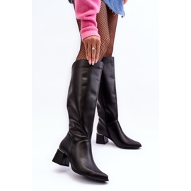 Lewski Shoes Women's Leather High Heel Boots Black Lewski 2928/B/2 1