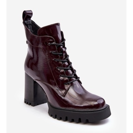 S.Barski Patent Ankle Boots, Insulated Burgundy D&amp;A MR870-54 red 1