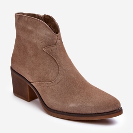S.Barski Suede Cowboy Boots With Zipper D&amp;A SN622-29 Dark Beige 1
