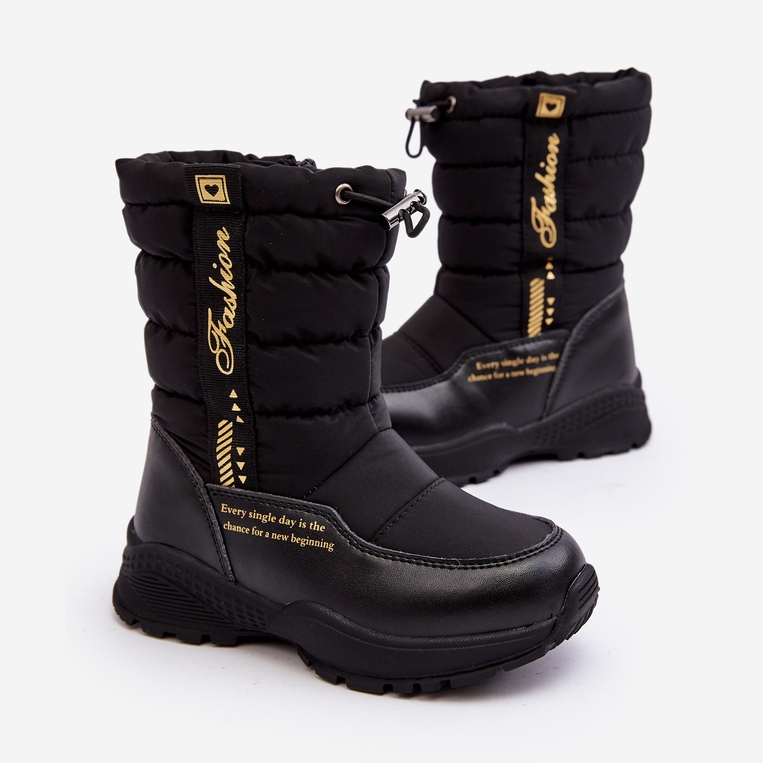 Children's Wool-Insulated Snow Boots With Zipper Black Delhi 1