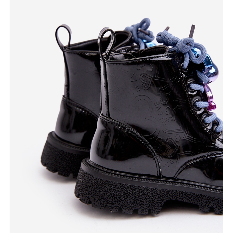 Miss Children's Patent Insulated Boots With Decoration, Black Bunnyjoy 1