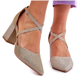 Fashionable Shiny Gold High Heel Pumps golden 4