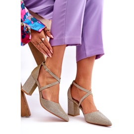 Fashionable Shiny Gold High Heel Pumps golden 3