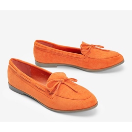 Orange moccasins made of Kierra eco-suede 1