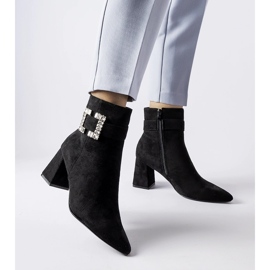 Black ankle boots with Alfero rhinestones 1