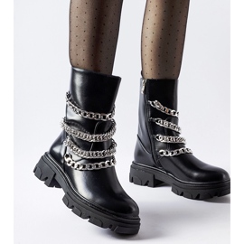 Black ankle boots with decorative Bacco chains 1 Black ankle boots with decorative Bacco chains 1