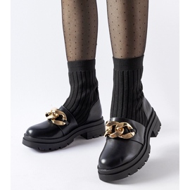 Black sock ankle boots with Giussago chain 1 Black sock ankle boots with Giussago chain 1