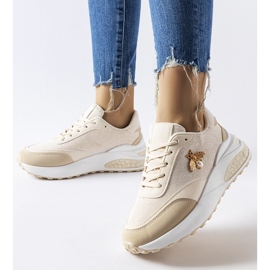Beige and white sneakers with decorative Acciano thread 1