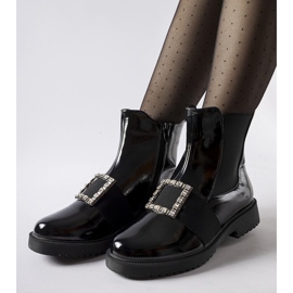 Black patent ankle boots with Lisandro rhinestones 1