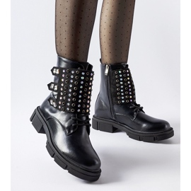 Black ankle boots decorated with Cento zircons 1 Black ankle boots decorated with Cento zircons 1