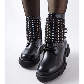 Black ankle boots decorated with Cento zircons 2 Black ankle boots decorated with Cento zircons 2