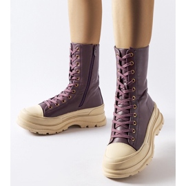 Purple insulated shoes with thick sole Giselda violet 1