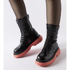 Black insulated boots with a pink Beata sole 1