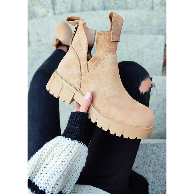 Women's beige platform boots 1