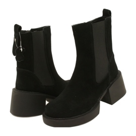 Filippo Leather suede high-heeled ankle boots in black 5