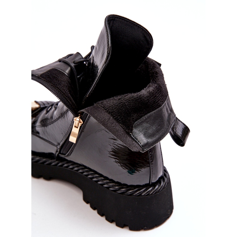 Women's Patent Worker Ankle Boots With Decoration Black S.Barski MR870-67 1 Women's Patent Worker Ankle Boots With Decoration Black S.Barski MR870-67 1