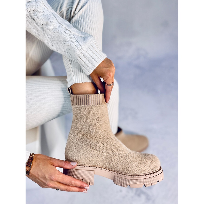 Roanna Khaki sock boots beige 1