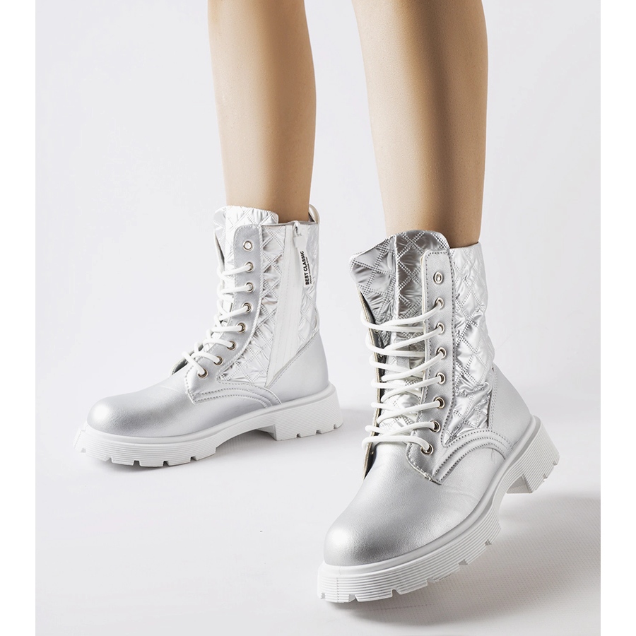 Silver combat best sale boots womens