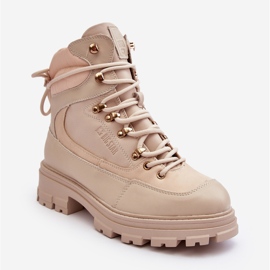 Women's Insulated Lace-Up Ankle Boots Light Beige Big Star MM274664 1 Women's Insulated Lace-Up Ankle Boots Light Beige Big Star MM274664 1