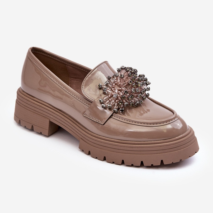 WD1 Ladies' Decorated Patent Shoes, Beige Annella 1