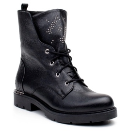 Marco Shoes Marco 1342B tied women's boots with jets and a zipper black 1