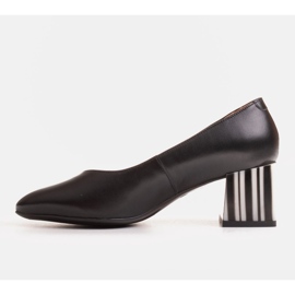 Marco Shoes Black leather pumps with a zebra striped heel 2 Marco Shoes Black leather pumps with a zebra striped heel 2