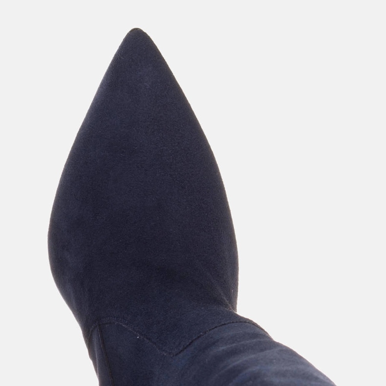 Marco Shoes High, wrinkled, navy blue boots made of natural suede 2