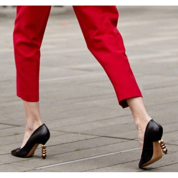 Marco Shoes Leather stilettos made of soft grain leather with stones black 1