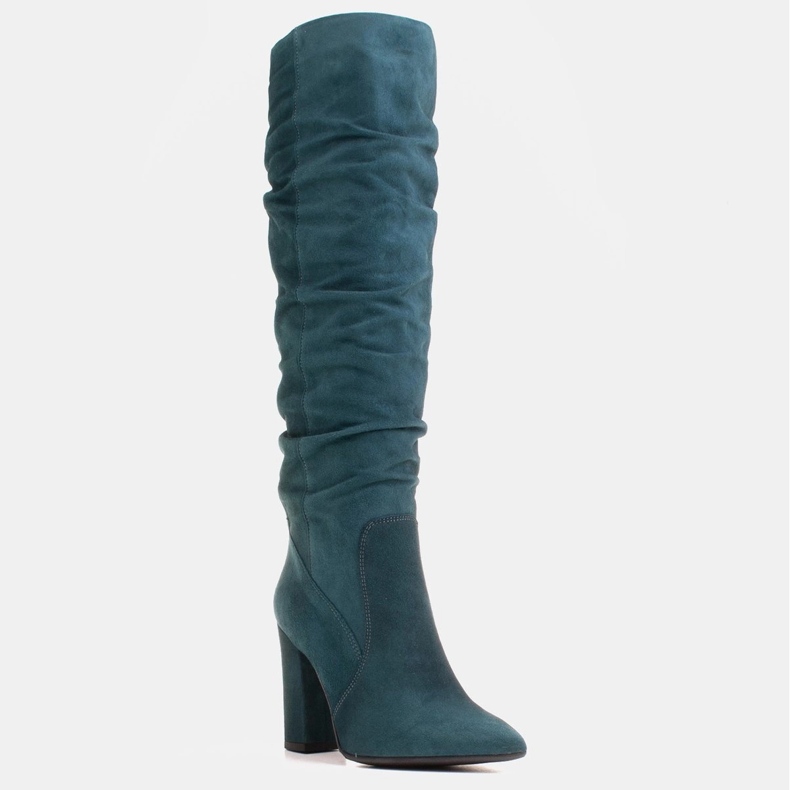 Marco Shoes Green high, crinkled boots made of natural suede 1