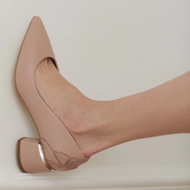 Marco Shoes Pumps in pink leather with a floral pattern 1