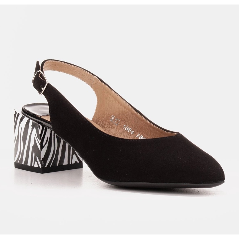 Marco Shoes Elegant women's pumps with a zebra heel black 1