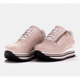 Marco Shoes Sneakers on a thick sole made of natural leather pink 4