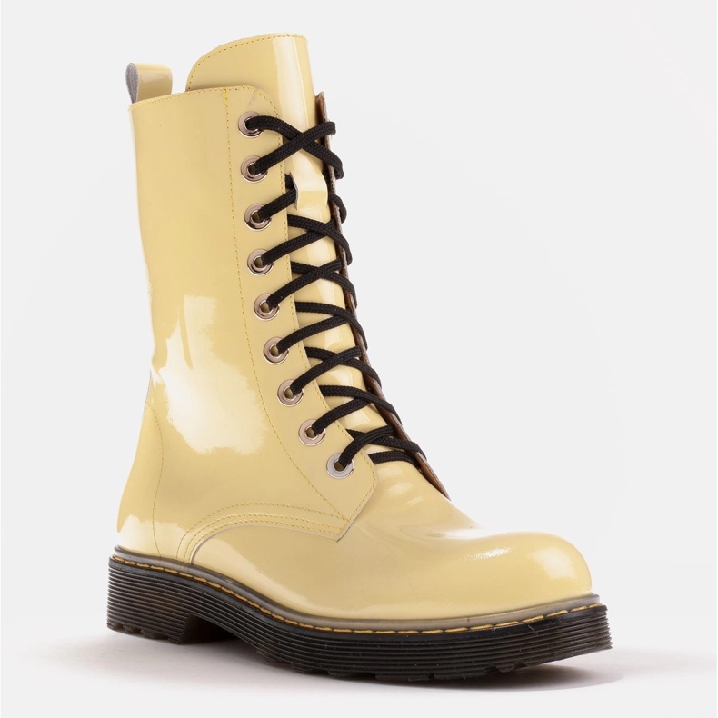 Marco Shoes High ankle boots, boots tied on a translucent sole yellow 2