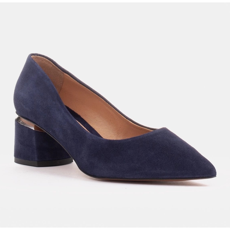 Marco Shoes Pumps made of natural suede with a silver detail in the heel blue 1