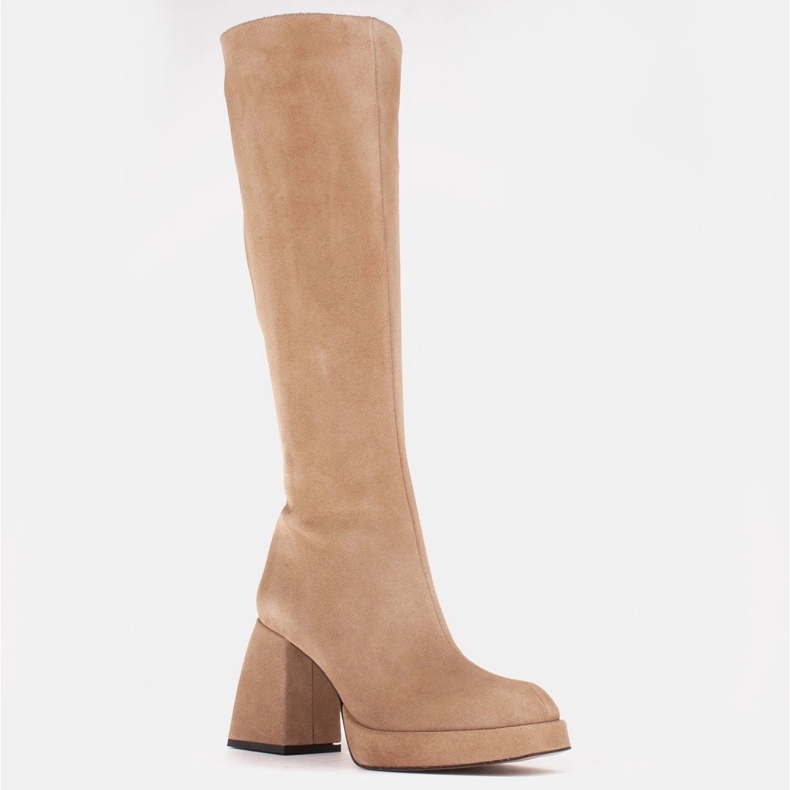 Marco Shoes Elegant Patrizia platform boots beige 1