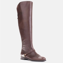 Marco Shoes Leather riding boots with gold plate brown 1 Marco Shoes Leather riding boots with gold plate brown 1