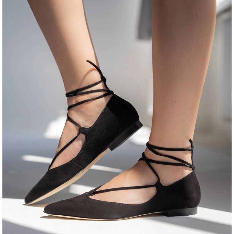 Marco Shoes Suede ballerinas with a strap around black 1