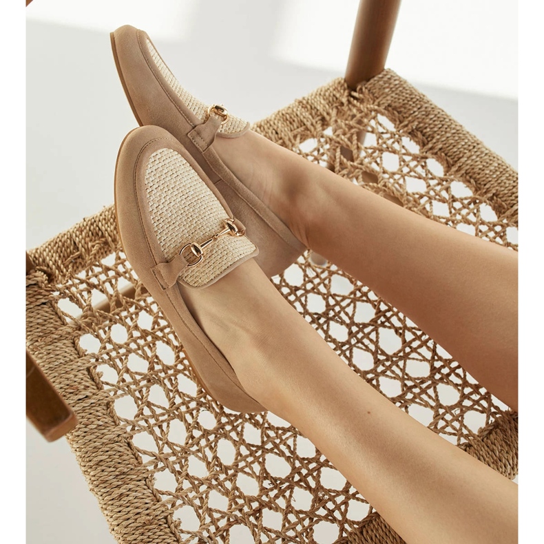 Marco Shoes Loafers with golden ornament beige 2