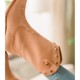 Marco Shoes Suede cowboy boots with jets beige 1