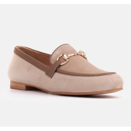 Marco Shoes Loafers with golden ornament beige 1
