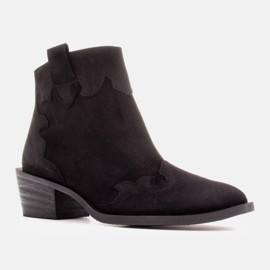 Marco Shoes Elegant leather ankle boots with low heels black 1