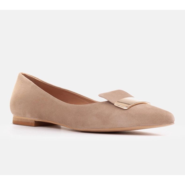 Marco Shoes Ballerinas with a decorative tongue beige 1