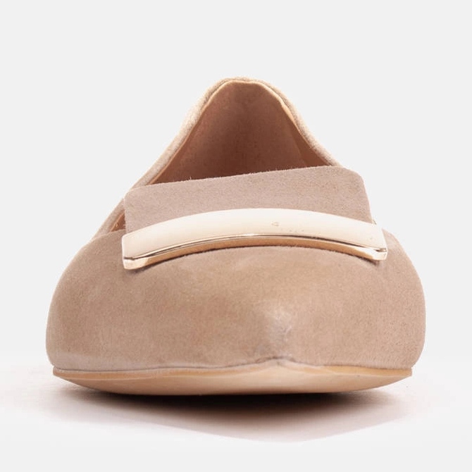 Marco Shoes Ballerinas with a decorative tongue beige 2