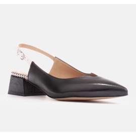 Marco Shoes Low pumps with an open heel made of delicate natural leather white black 1