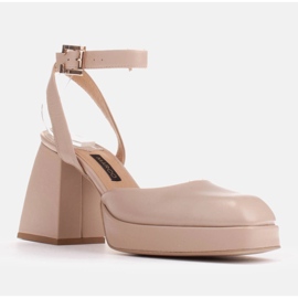 Marco Shoes Sandals on a booster platform beige 1