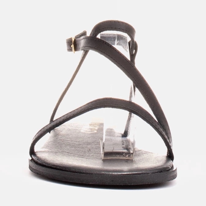 Marco Shoes Leather sandals with a flat bottom black 2