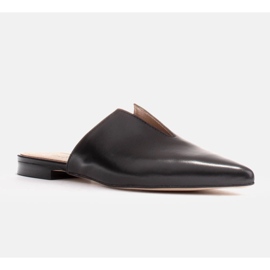 Marco Shoes Leather slippers with a cutout black 1